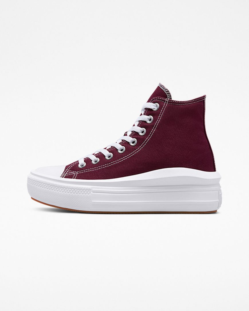 Women's Converse Chuck Taylor All Star Move Seasonal Color High Top Platform Shoes Dark Red / White | AU 8C041Q